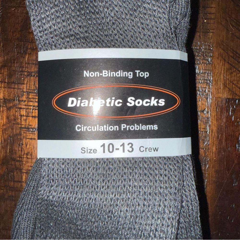 Diabetic Socks Diabetes Edema Circulatory Sz 10-13 Crew Black 3 Pairs set Unisex